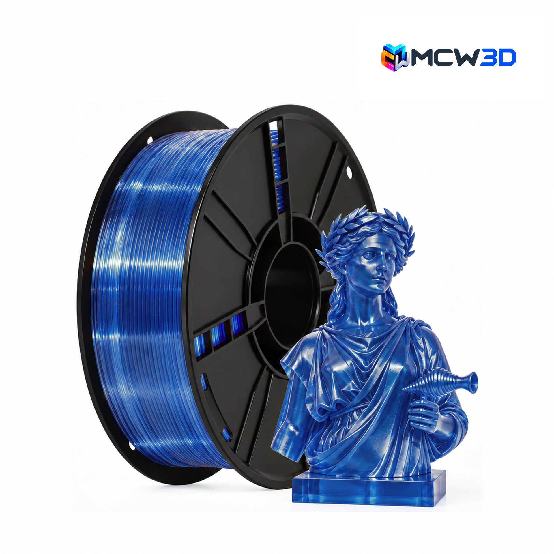 Filamento PETG 1,75 mm · 1 kg · Azul transparente