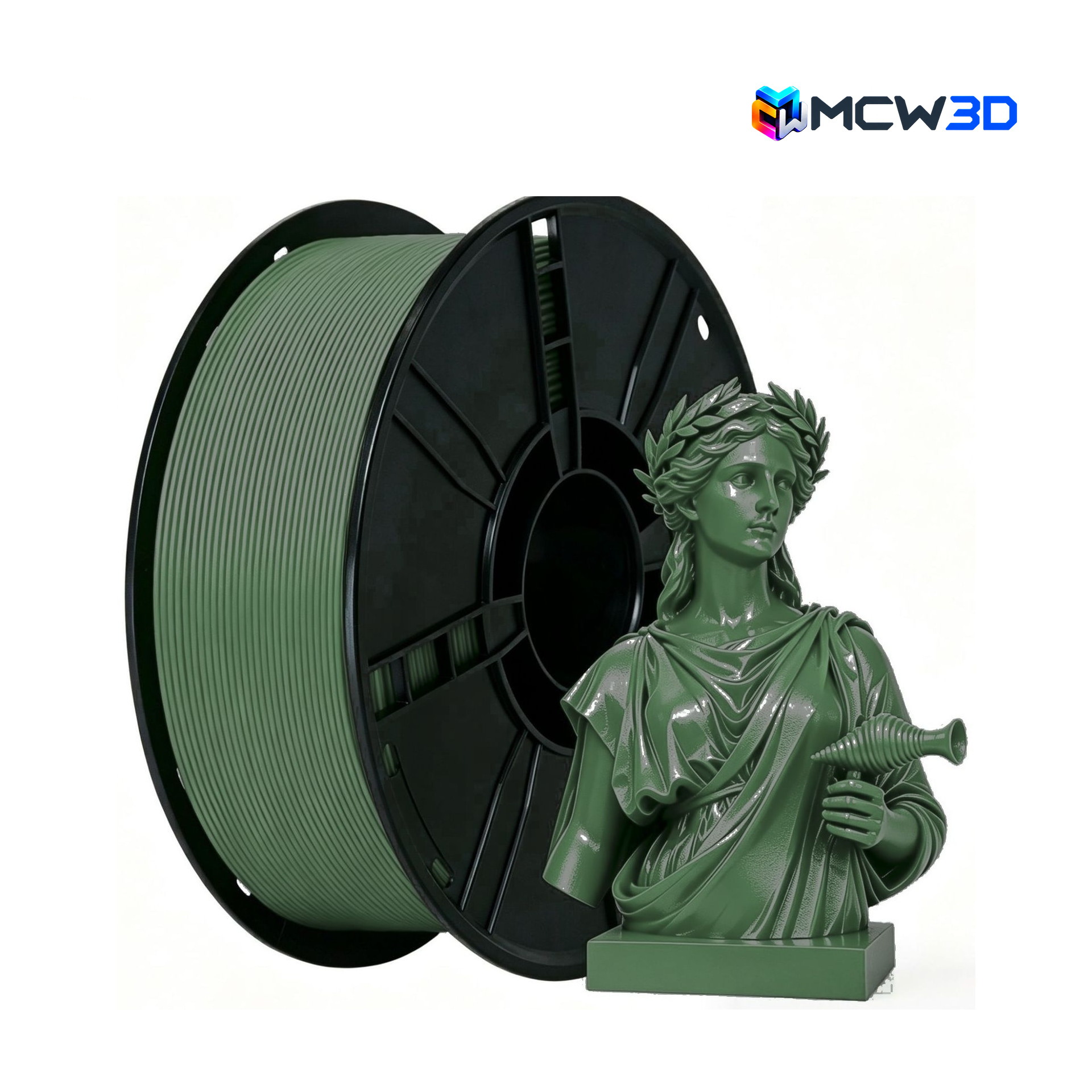 Filamento PLA+ (PLA Plus) 1,75 mm · 1 kg · Verde oliva