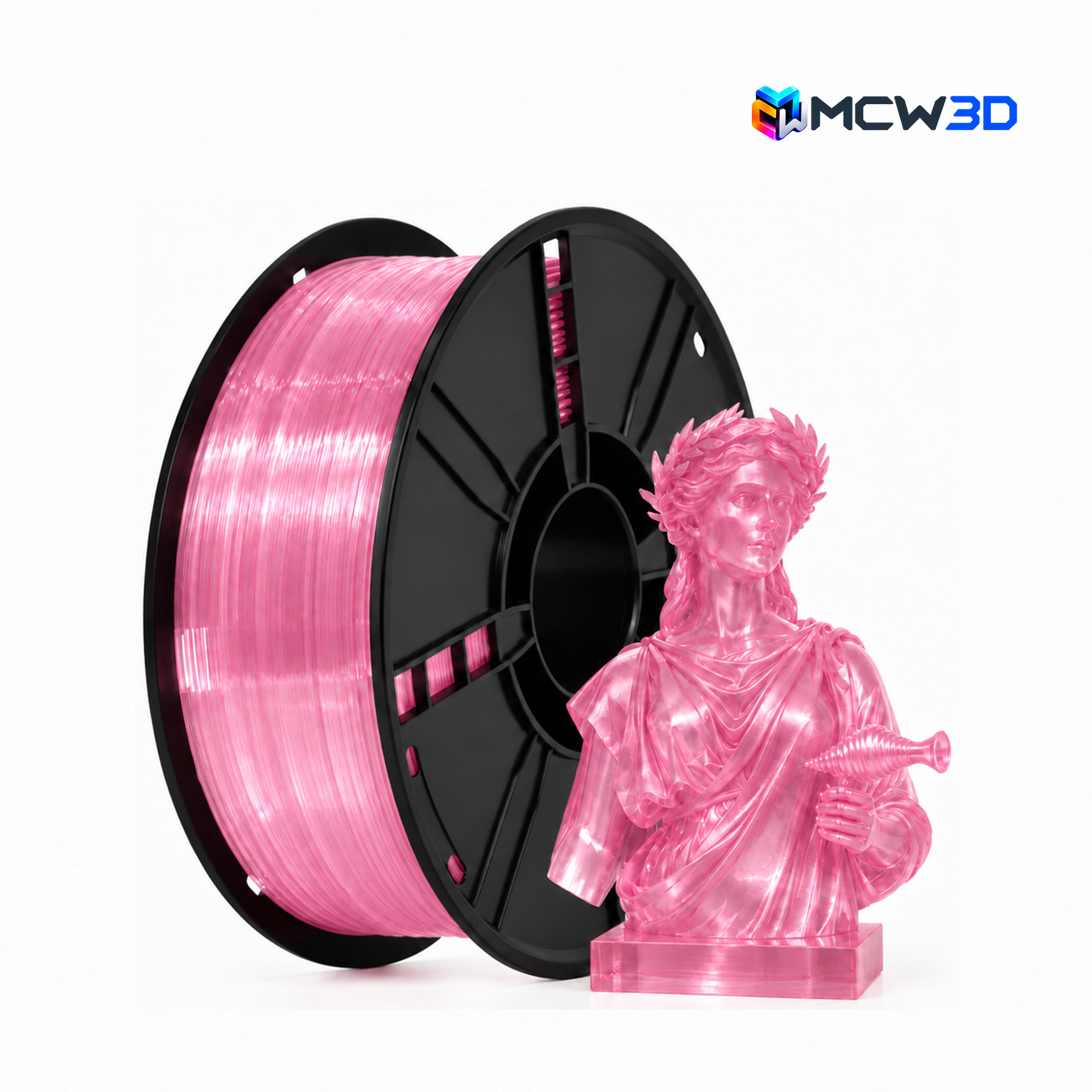 Filamento PETG 1,75 mm · 1 kg · Rosa transparente