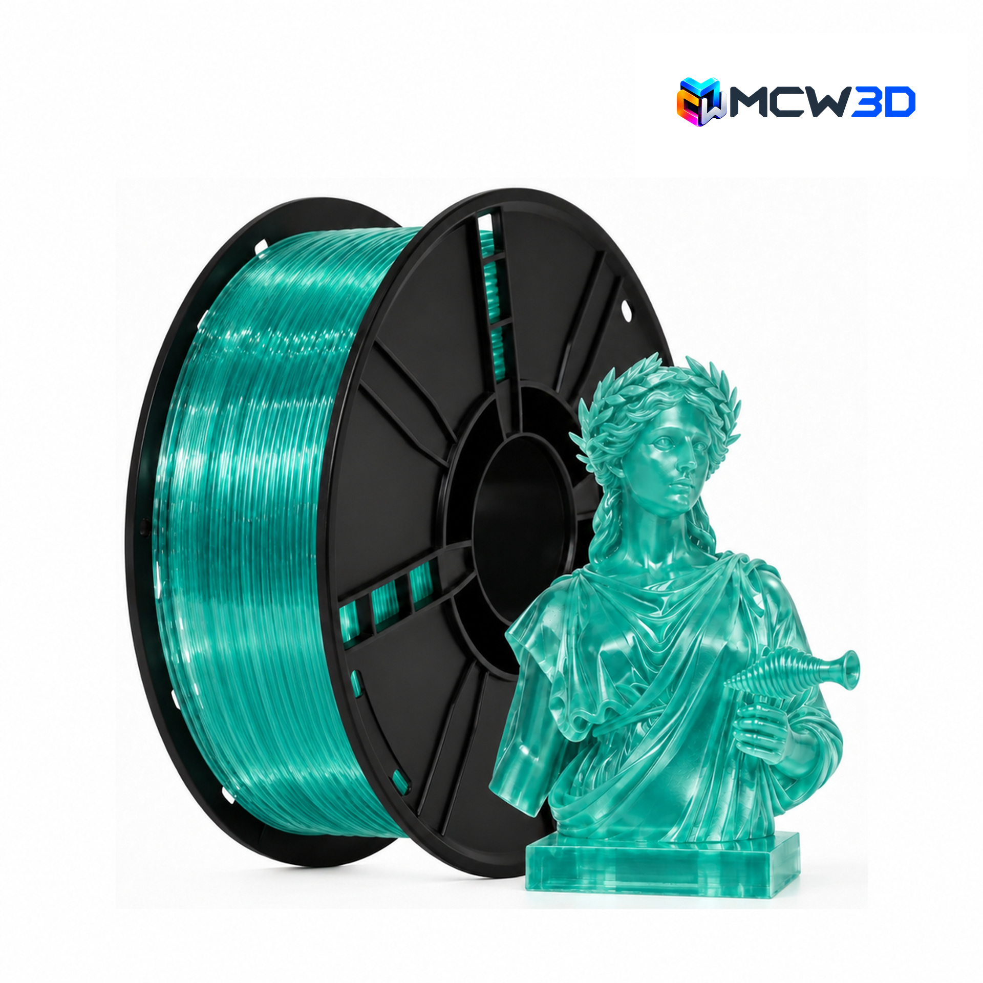 Filamento PETG 1,75 mm · 1 kg · Verde claro transparente
