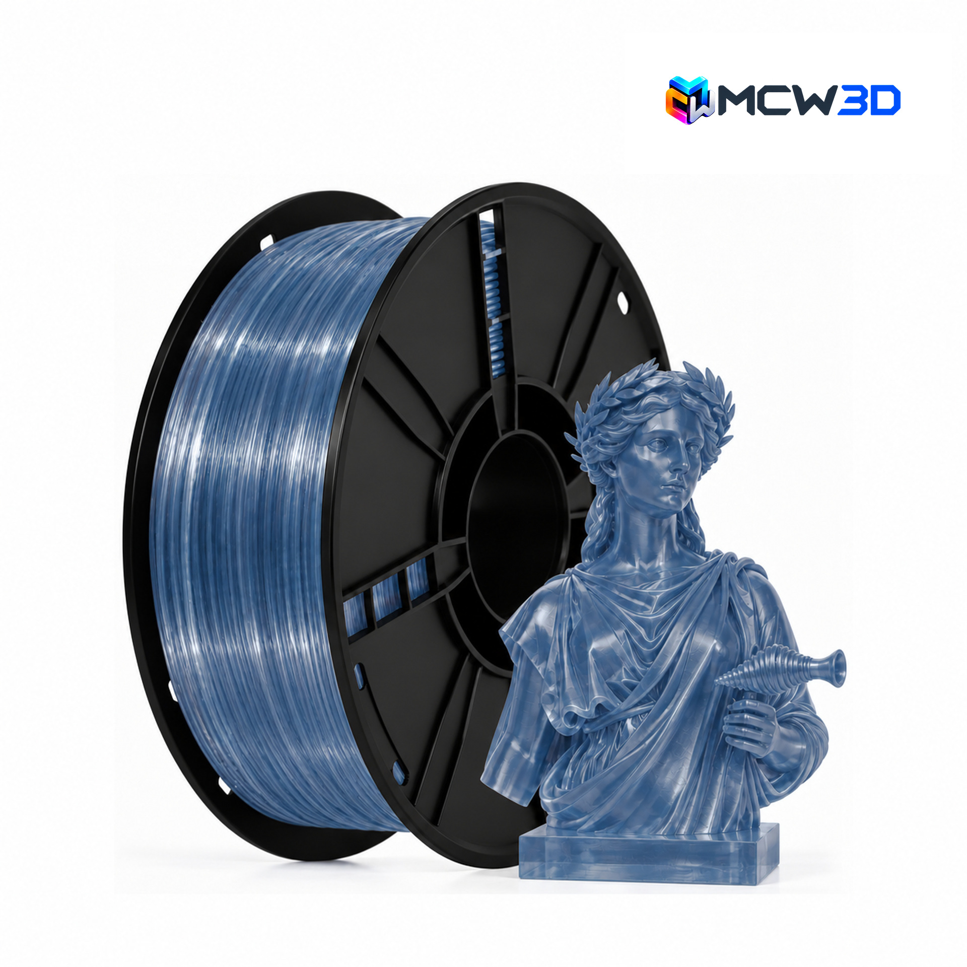 Filamento PETG 1,75 mm · 1 kg · Azul claro transparente